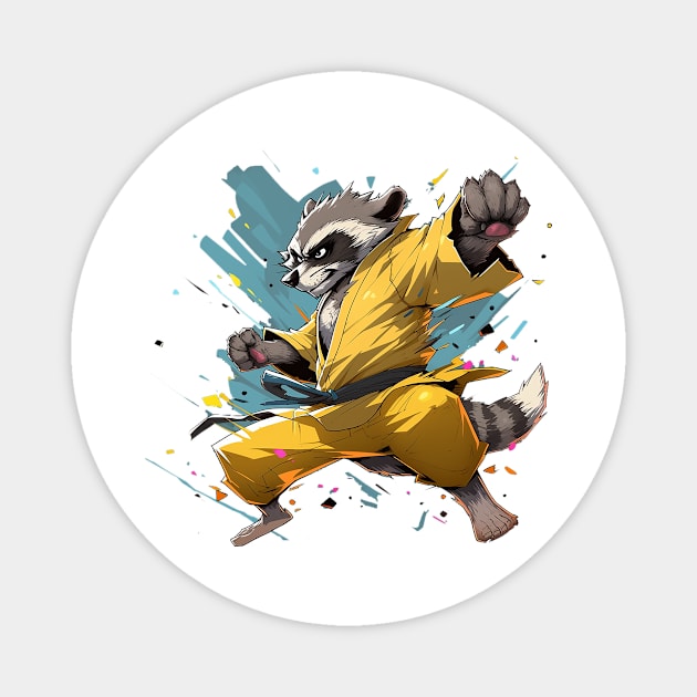 karate raccoon Magnet by piratesnow